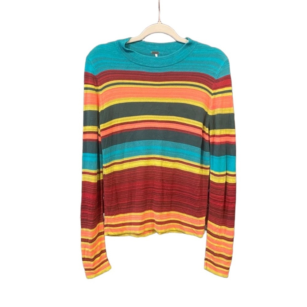 Free People lightweight striped sweater in gorgeous fall colors. Size M G4 - Picture 2 of 5
